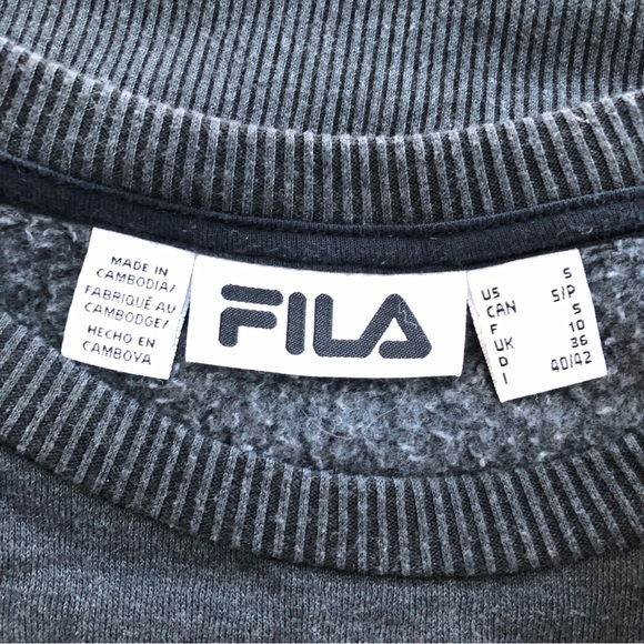 FILA Logo Banded Shoulder and Arm Sweatshirt Dark Gray White Black S - Picture 6 of 7